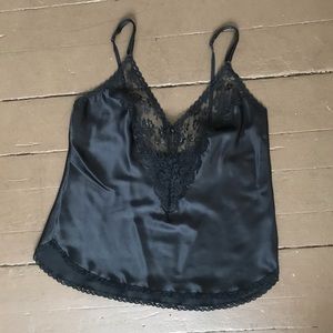 Vintage black lingerie lace tank top